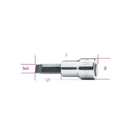 BETA 910LP/1X5,5 | 910LP 1X5,5Csavarhúzó-dugókulcs hasítottfejű csavarokhoz, krómozott, barnított fej