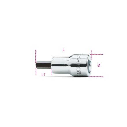 BETA 910PE/3 | 910PE 3 3/8"-os imbusz-dugókulcs, krómozott, fekete heggyel