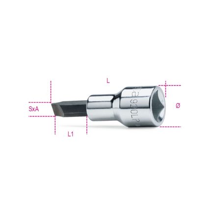 BETA 920LP/1,2X6,5 | 920LP 1,2X6,5 Csavarhúzó-dugókulcs hasítottfejű csavarokhoz, krómozott, barnított fej