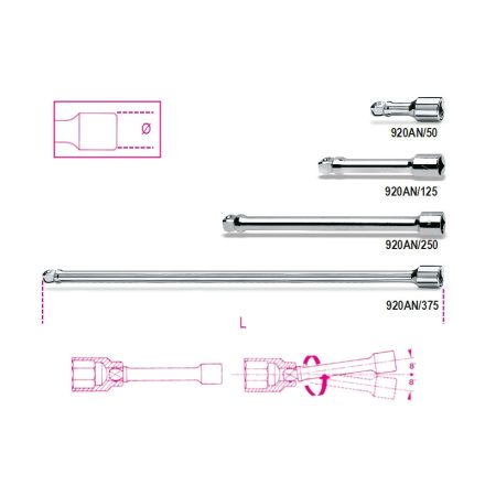 BETA 920AN/125 | 920AN/125 1/2”-os gömbvégű toldó