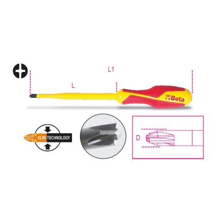 BETA 1275MQ/C/PH2 | 1275MQ/C PH2+LPP Kombinált csavarhúzó PH kereszthornyos + egyenes hornyú csavarokhoz  