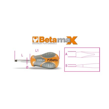 BETA 1290N/6,5X30 | 1290N 6,5X30 Extra rövid csavarhúzó hasítottfejű csavarokhoz