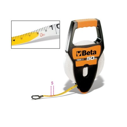 BETA 1694A/L50 | 1694A/L50 Fogantyús mérőszalag, ütésálló ABS-ház, PVC borítású üvegszál szalag, Pontossági osztály: III