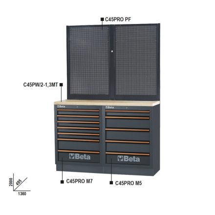 BETA C45PRO BPW-1,3 | C45PRO BPW-1,3 Munkapadok C45PRO műhelyberendezés összeállításhoz