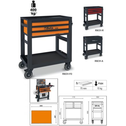 BETA RSC51-FO | RSC51-FO 3 fiókos szerszámkocsi