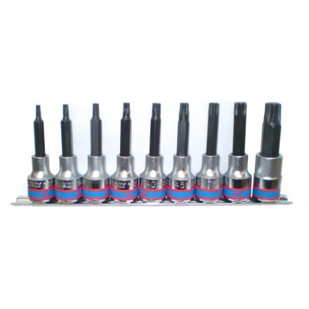 9 részes 1/2˝-os torx bitfejkészlet  L=80mm, sínen  4119PR10